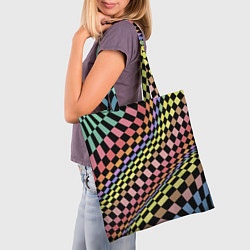 Сумка-шопер Colorful avant-garde chess pattern - fashion, цвет: 3D-принт — фото 2