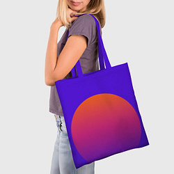 Сумка-шопер Оранжевый круг на синем фоне в стиле ретро, цвет: 3D-принт — фото 2