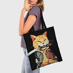 Сумка-шопер Yakuza tattoo cat, цвет: 3D-принт — фото 2
