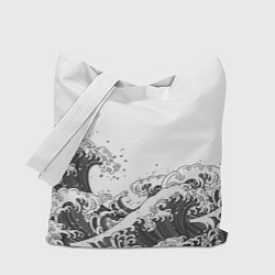 Сумка-шоппер Японские волны на белом фоне