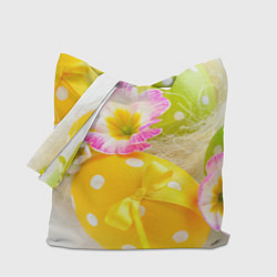 Сумка-шопер Пасхальные яйца и цветы, цвет: 3D-принт