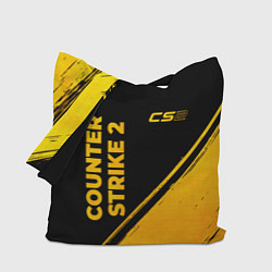Сумка-шопер Counter Strike 2 - gold gradient: надпись, символ, цвет: 3D-принт
