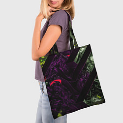 Сумка-шопер Фиолетовая текстура с зелеными вставками, цвет: 3D-принт — фото 2