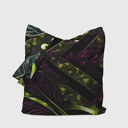 Сумка-шопер Темные фиолетовые и зеленые вставки, цвет: 3D-принт