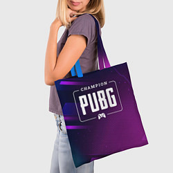 Сумка-шопер PUBG gaming champion: рамка с лого и джойстиком на, цвет: 3D-принт — фото 2