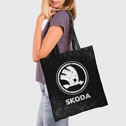 Сумка-шопер Skoda с потертостями на темном фоне, цвет: 3D-принт — фото 2