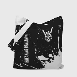 Сумка-шопер Breaking Benjamin и рок символ на темном фоне, цвет: 3D-принт