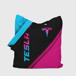 Сумка-шопер Tesla - neon gradient: надпись, символ, цвет: 3D-принт