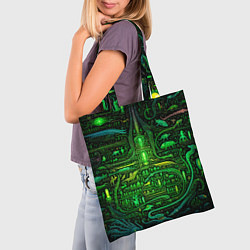 Сумка-шопер Психоделика в зеленом - нейронная сеть, цвет: 3D-принт — фото 2