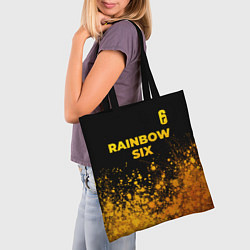 Сумка-шопер Rainbow Six - gold gradient: символ сверху, цвет: 3D-принт — фото 2