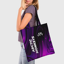 Сумка-шопер Arctic Monkeys violet plasma, цвет: 3D-принт — фото 2