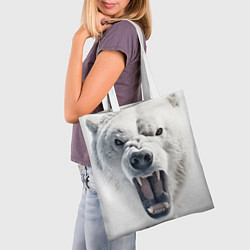 Сумка-шопер Агрессивный белый медведь, цвет: 3D-принт — фото 2