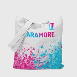 Сумка-шопер Paramore neon gradient style: символ сверху, цвет: 3D-принт