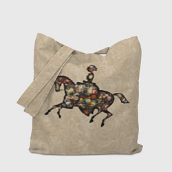 Сумка-шоппер Ретро девушка на лошади и винтажные цветы