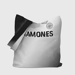 Сумка-шоппер Ramones glitch на светлом фоне: символ сверху