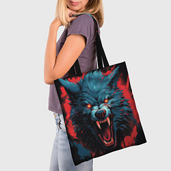 Сумка-шопер Wolf black red, цвет: 3D-принт — фото 2