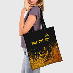 Сумка-шопер Fall Out Boy - gold gradient: символ сверху, цвет: 3D-принт — фото 2