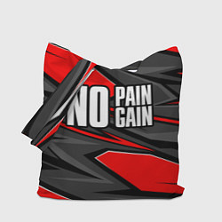 Сумка-шопер No pain no gain - красный, цвет: 3D-принт