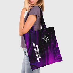 Сумка-шопер Bring Me the Horizon violet plasma, цвет: 3D-принт — фото 2