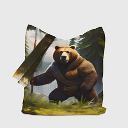Сумка-шопер Медведь берсерк с копьём, цвет: 3D-принт