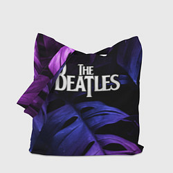 Сумка-шопер The Beatles neon monstera, цвет: 3D-принт