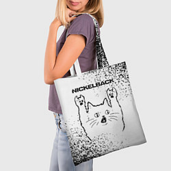 Сумка-шопер Nickelback рок кот на светлом фоне, цвет: 3D-принт — фото 2
