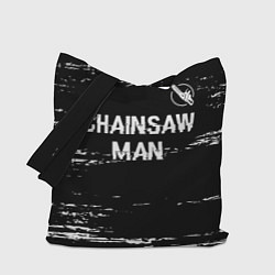 Сумка-шоппер Chainsaw Man glitch на темном фоне: символ сверху