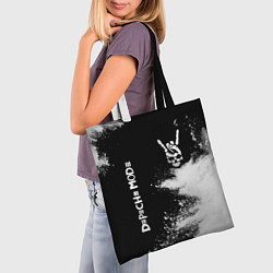Сумка-шопер Depeche Mode и рок символ на темном фоне, цвет: 3D-принт — фото 2