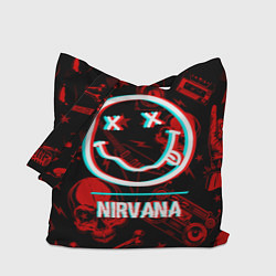 Сумка-шопер Nirvana rock glitch, цвет: 3D-принт