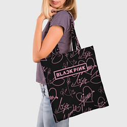 Сумка-шопер Блэкпинк - розовые автографы, цвет: 3D-принт — фото 2