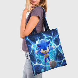 Сумка-шопер Sonic electric waves, цвет: 3D-принт — фото 2