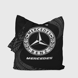 Сумка-шопер Mercedes speed на темном фоне со следами шин, цвет: 3D-принт