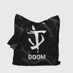 Сумка-шоппер Doom glitch на темном фоне