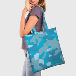 Сумка-шопер Камуфляж военный синий, цвет: 3D-принт — фото 2