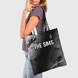 Сумка-шопер The Sims glitch на темном фоне: символ сверху, цвет: 3D-принт — фото 2