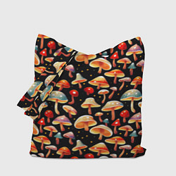 Сумка-шоппер Разноцветный грибной паттерн