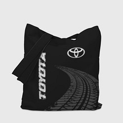 Сумка-шоппер Toyota speed на темном фоне со следами шин: надпис