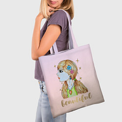 Сумка-шопер Девушка в профиль арт, цвет: 3D-принт — фото 2