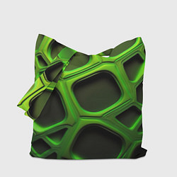 Сумка-шопер Объемные зеленые соты, цвет: 3D-принт