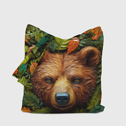 Сумка-шопер Медведь в листьях, цвет: 3D-принт