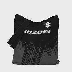 Сумка-шоппер Suzuki speed на темном фоне со следами шин: символ