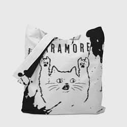 Сумка-шоппер Paramore рок кот на светлом фоне