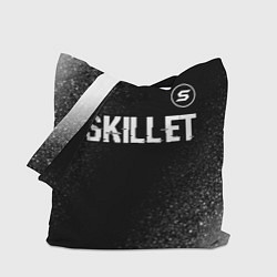 Сумка-шопер Skillet glitch на темном фоне: символ сверху, цвет: 3D-принт