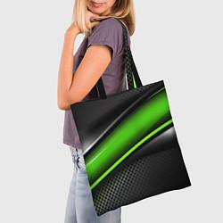 Сумка-шопер Зеленая объемная полосы, цвет: 3D-принт — фото 2