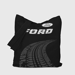 Сумка-шоппер Ford speed на темном фоне со следами шин: символ с