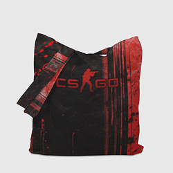 Сумка-шопер CS GO black red brushes, цвет: 3D-принт