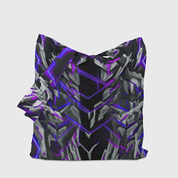 Сумка-шопер Киберпанк линии фиолетовые, цвет: 3D-принт
