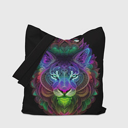 Сумка-шопер Разноцветный неоновый лев, цвет: 3D-принт