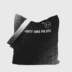 Сумка-шоппер Twenty One Pilots glitch на темном фоне: символ св