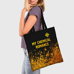 Сумка-шопер My Chemical Romance - gold gradient: символ сверху, цвет: 3D-принт — фото 2